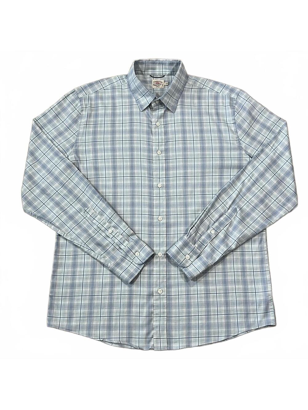 Faherty Mens The Movement Long Sleeve Shirt Blue Plaid Size Large